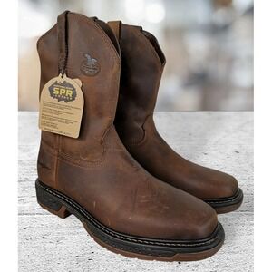 Georgia Boot‎ Men's Leather Square Soft Toe Pull On Boots GB00513 Brown 10M NWB